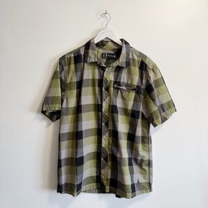 SMARTWOOL Men's Summit County Green Plaid Button-Up Shirt Wool L Large